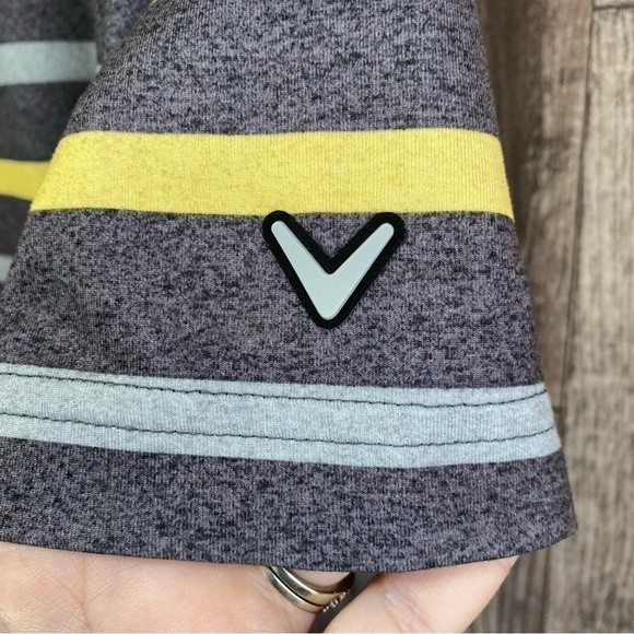 Callaway Golf- Men’s Opti-Dry Gray/Yellow Striped Golf Polo Shirt- Sz. XL - Picture 5 of 8